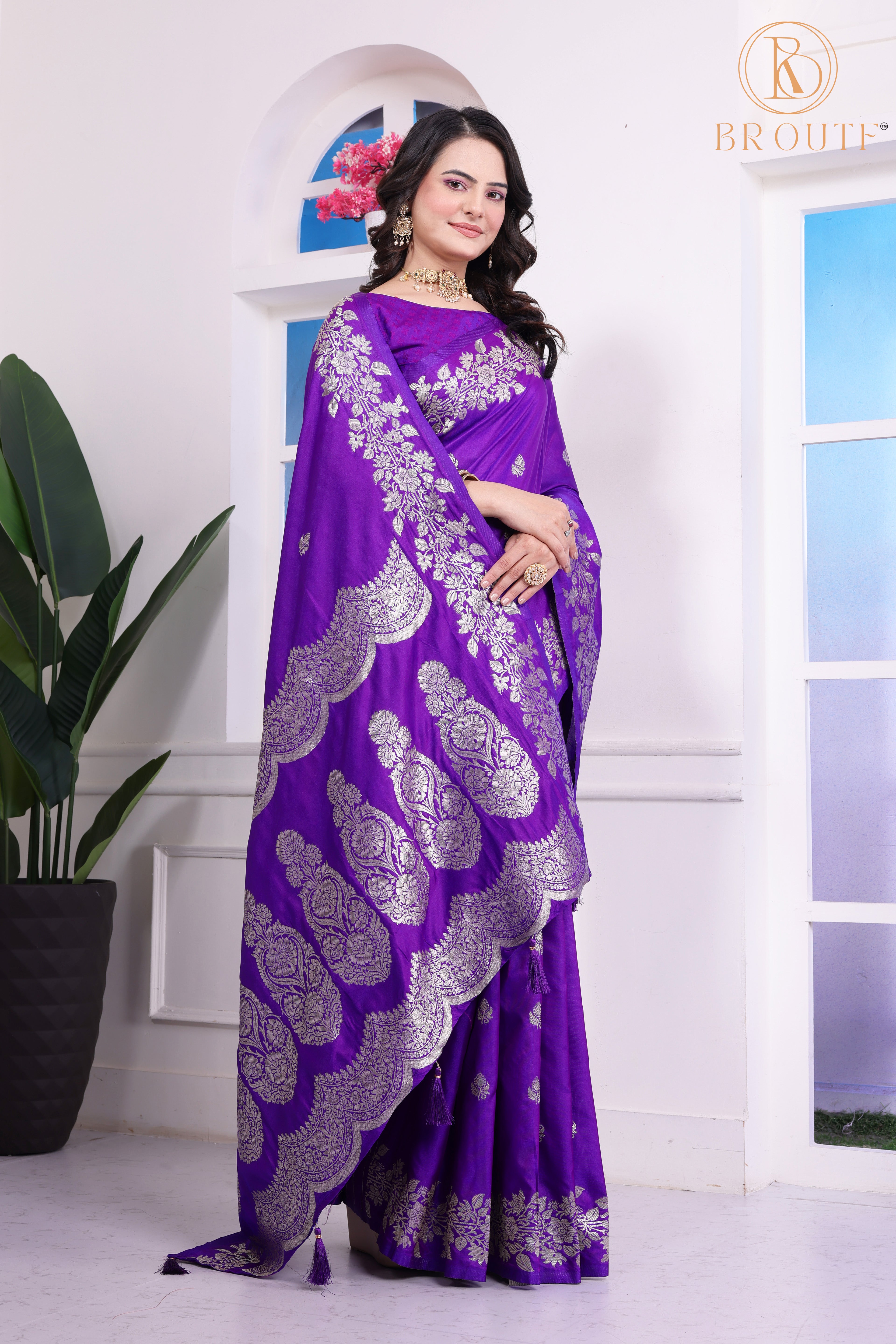 Regal Purple Woven Art Silk Saree with Zari Work