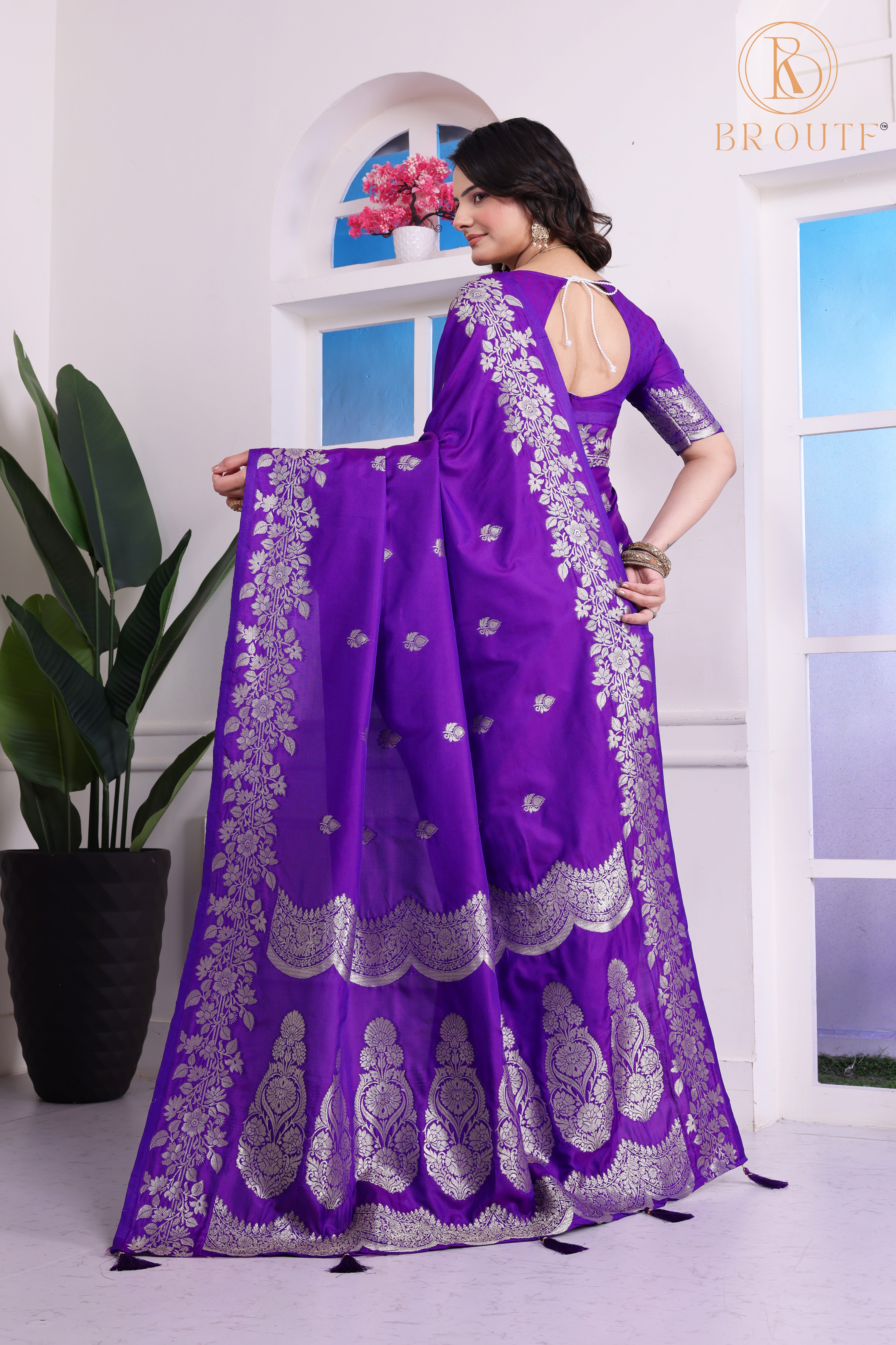 Regal Purple Woven Art Silk Saree with Zari Work