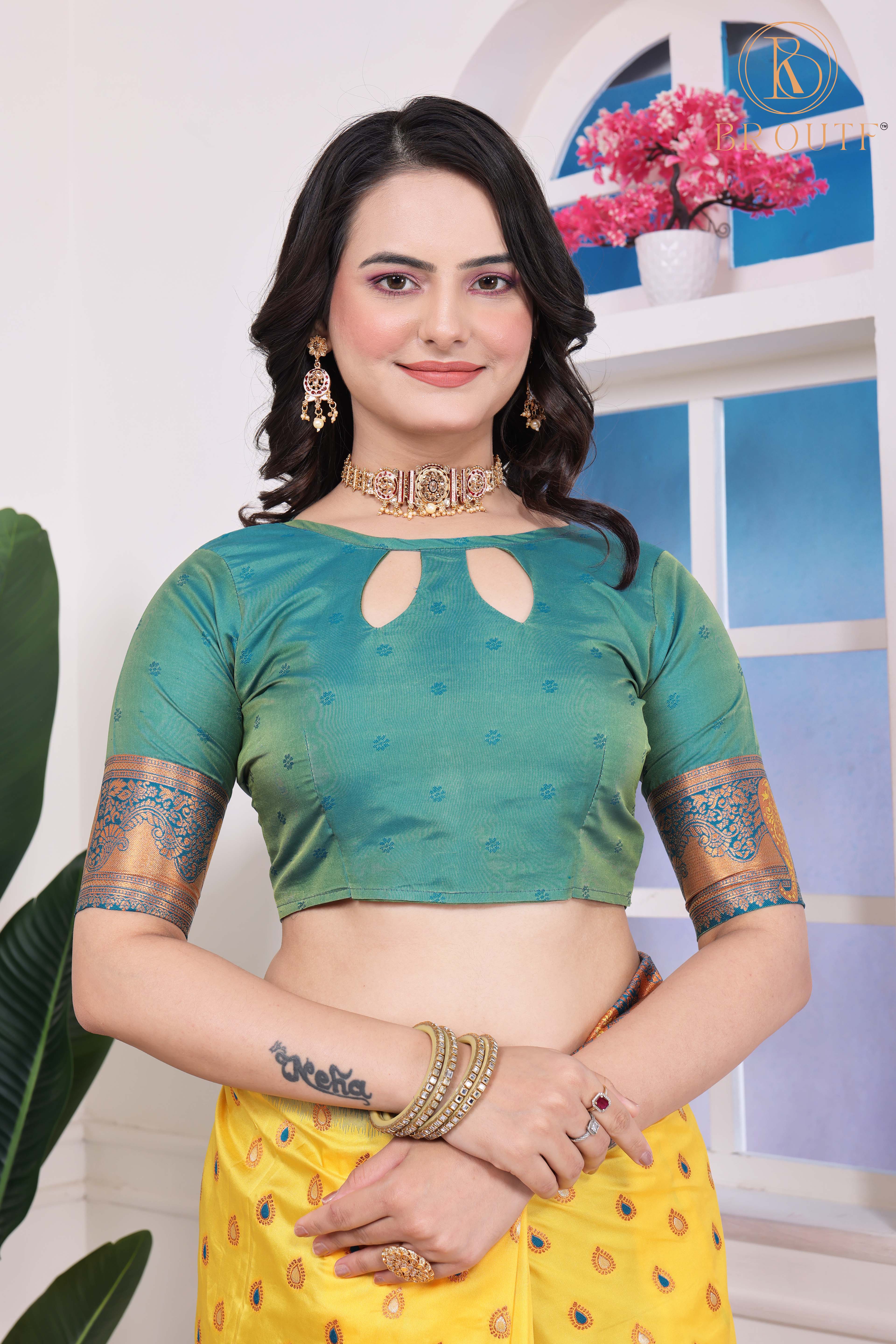 Yellow Art Silk Kanjeevaram Saree with Woven Ethnic Motifs