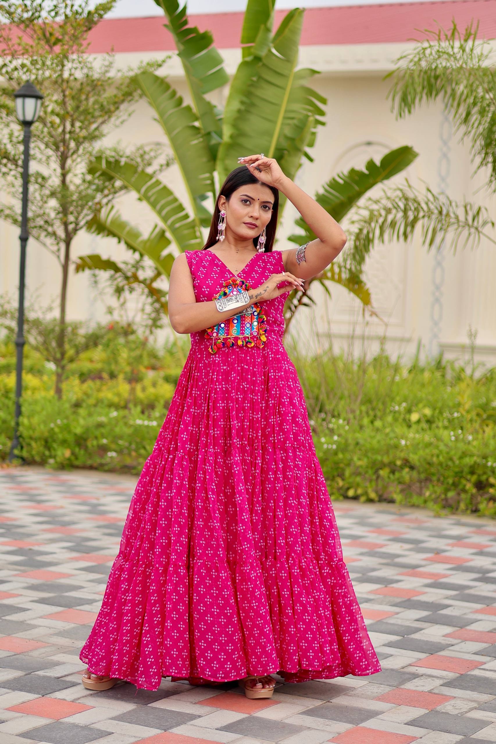 Navratri Special Gamthi Work & 9 Meter Flair Gown - Fully Stitched