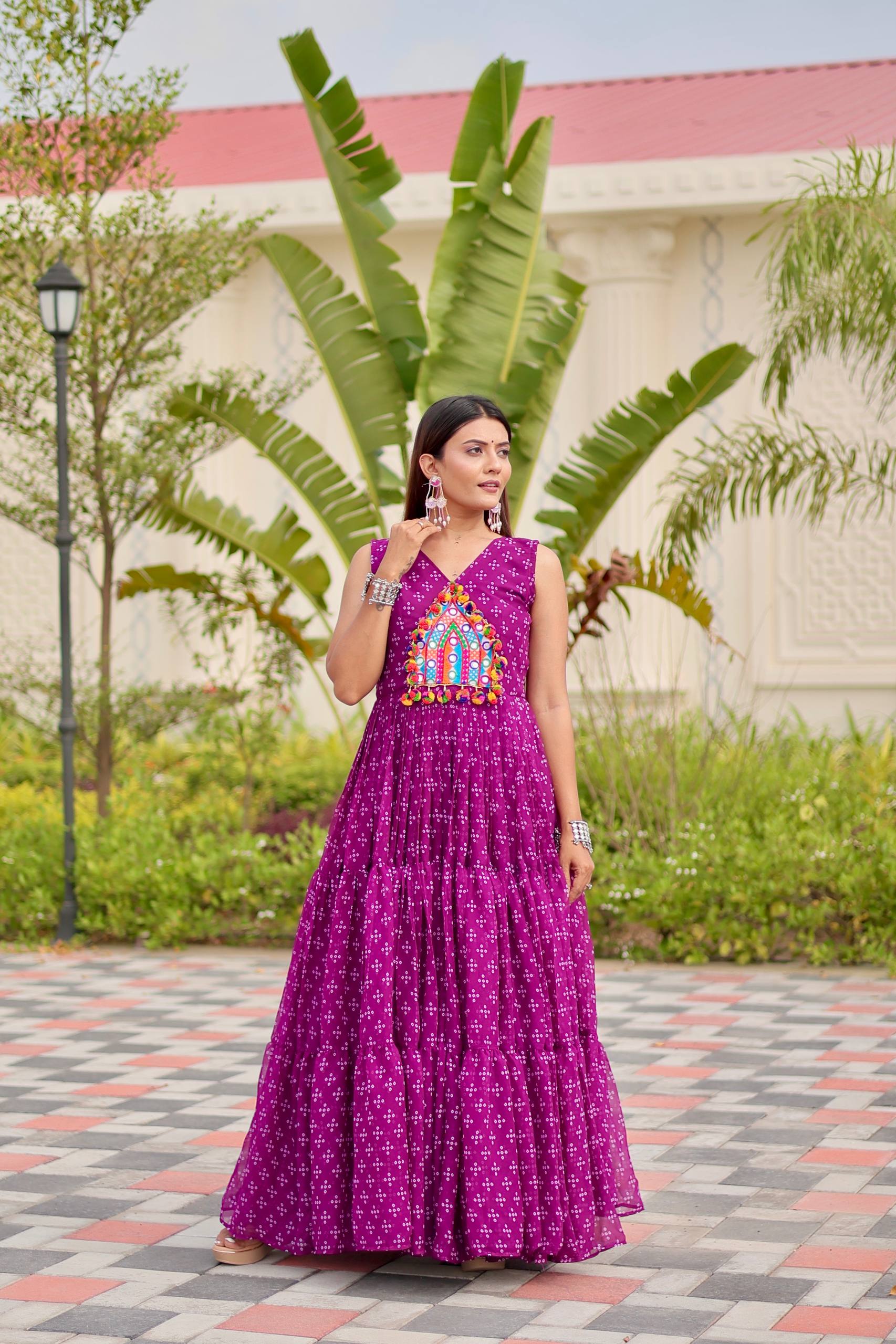 Navratri Special Gamthi Work & 9 Meter Flair Gown - Fully Stitched