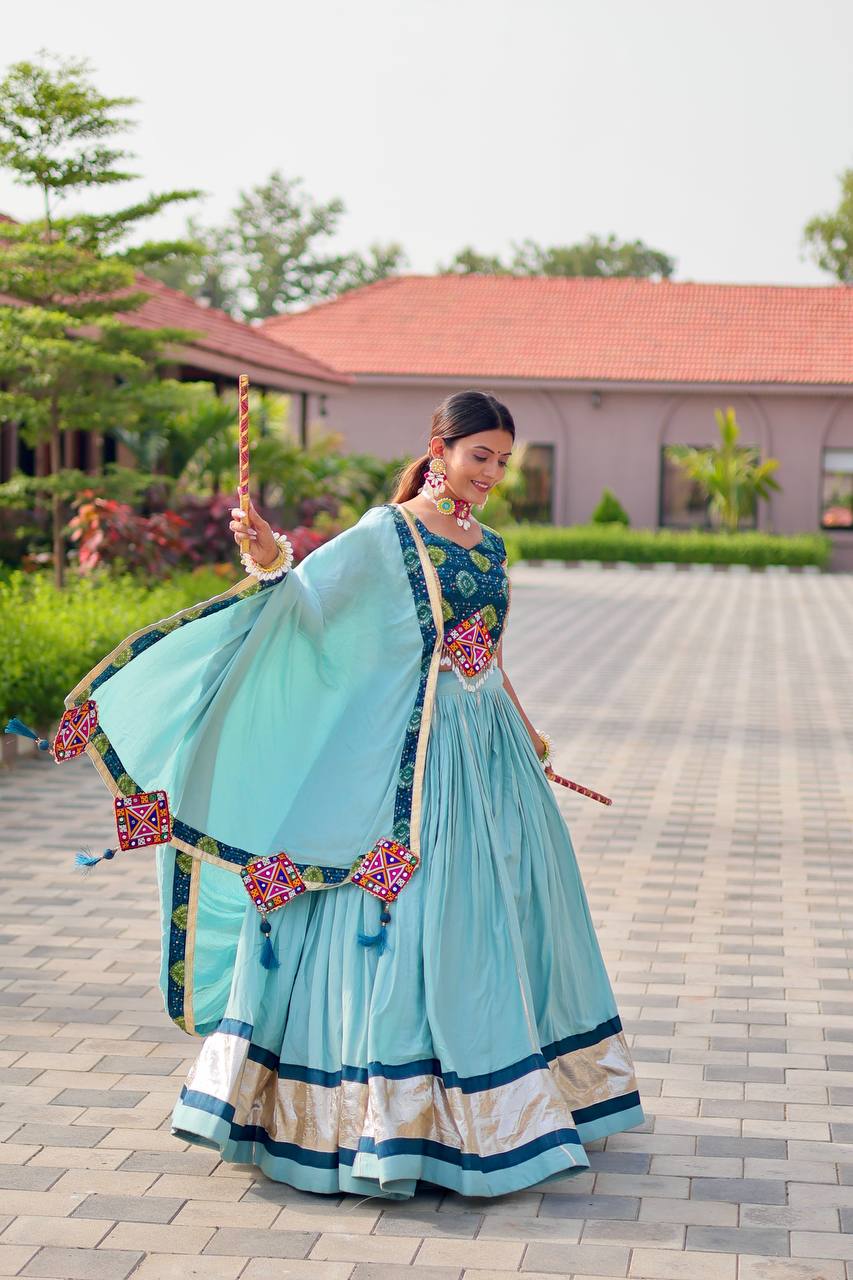Pure Cotton Festive Lehenga Choli Set with Embroidered Dupatta