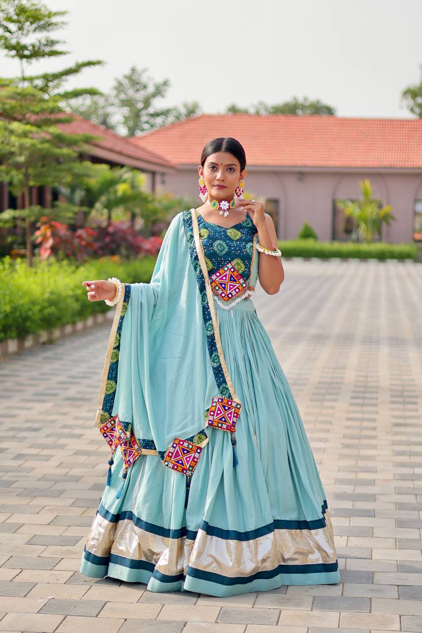 Pure Cotton Festive Lehenga Choli Set with Embroidered Dupatta