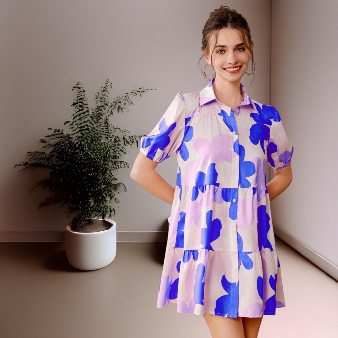 Casual Fit & Flare Midi Dress with Tie-Up Waist