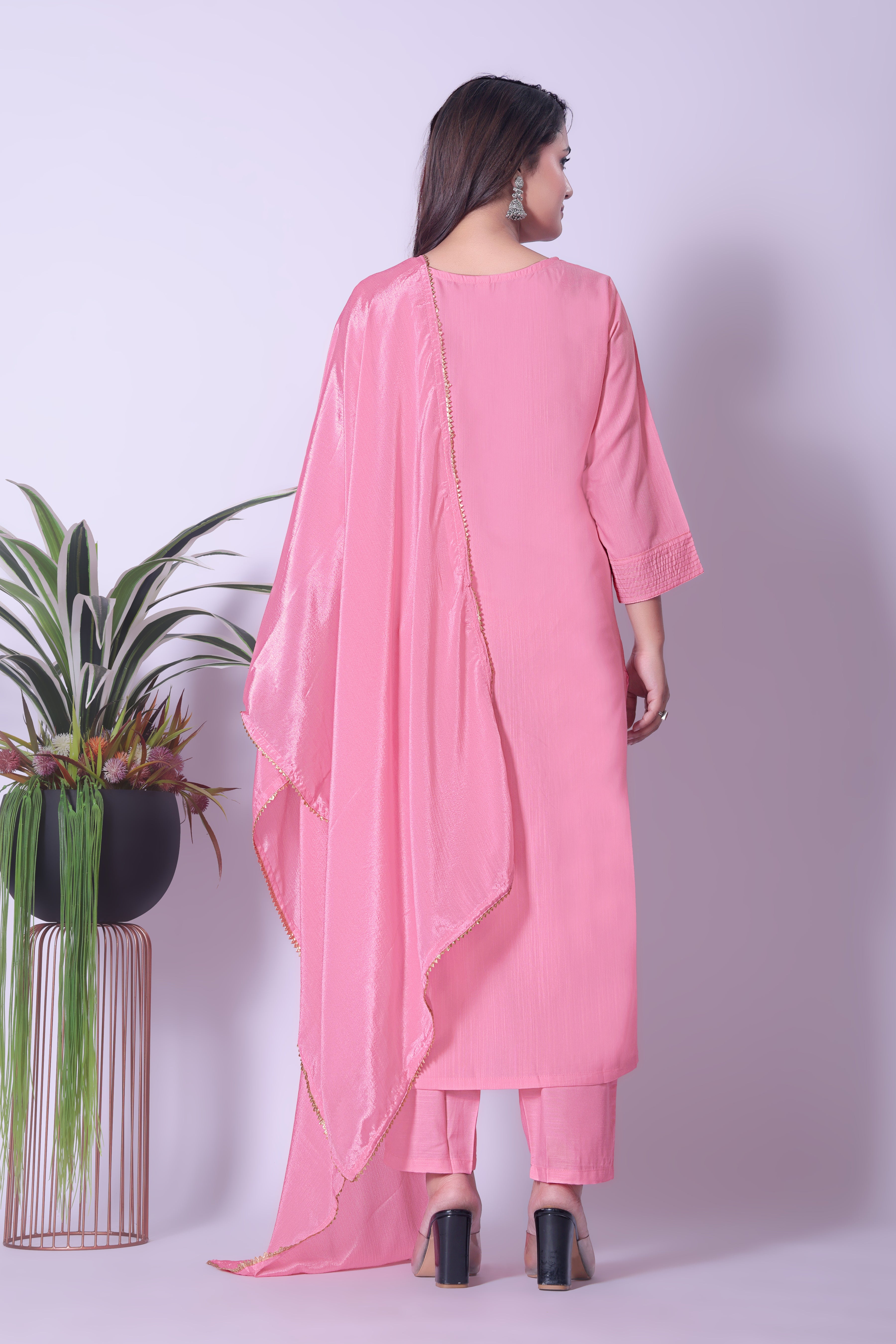 Readiprint Women Embroidered Pure Cotton Kurta with Trousers Set