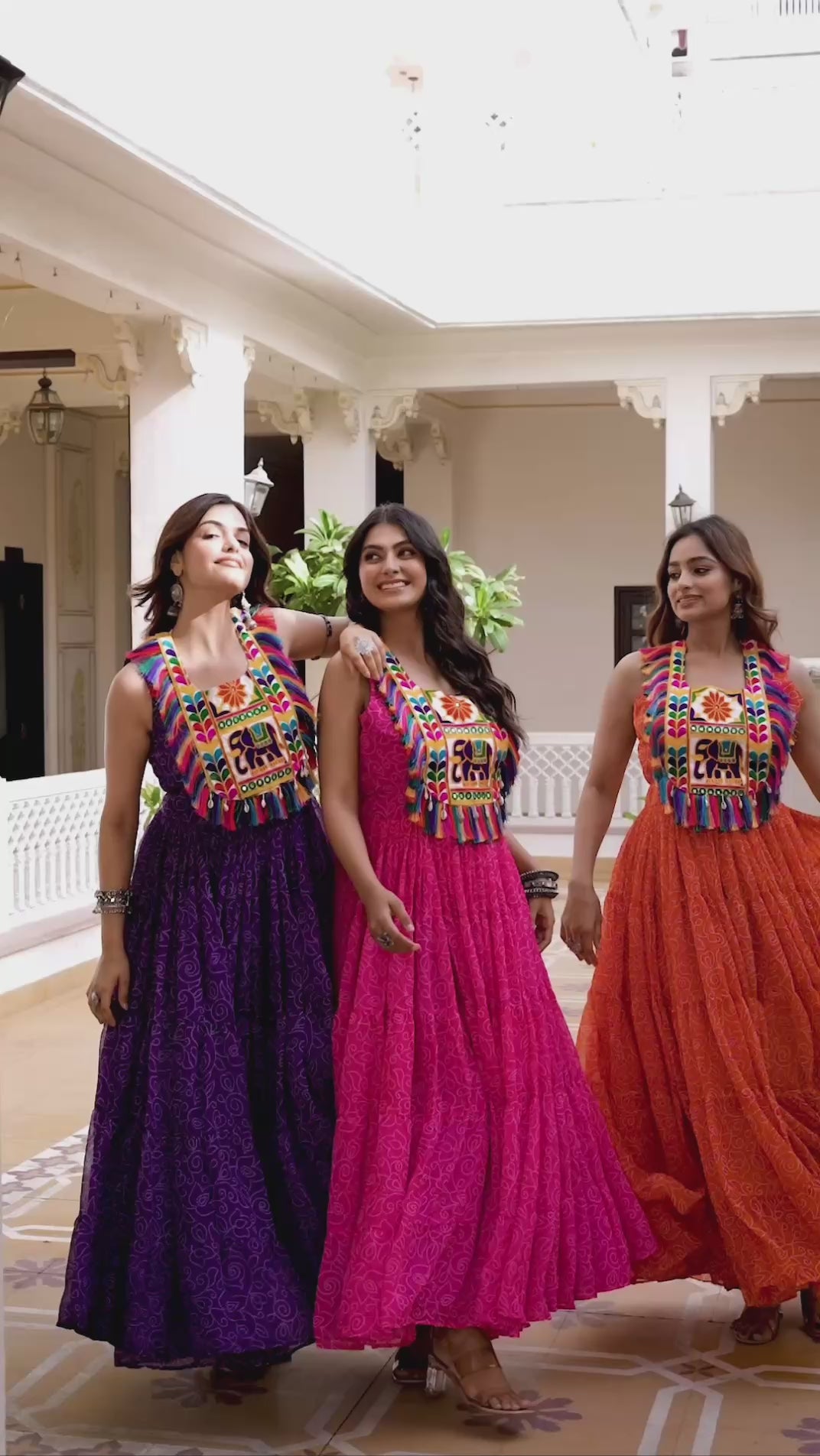 Navratri Special Faux Georgette Gown with Traditional Gamthi Embroidery & Real Mirror Work