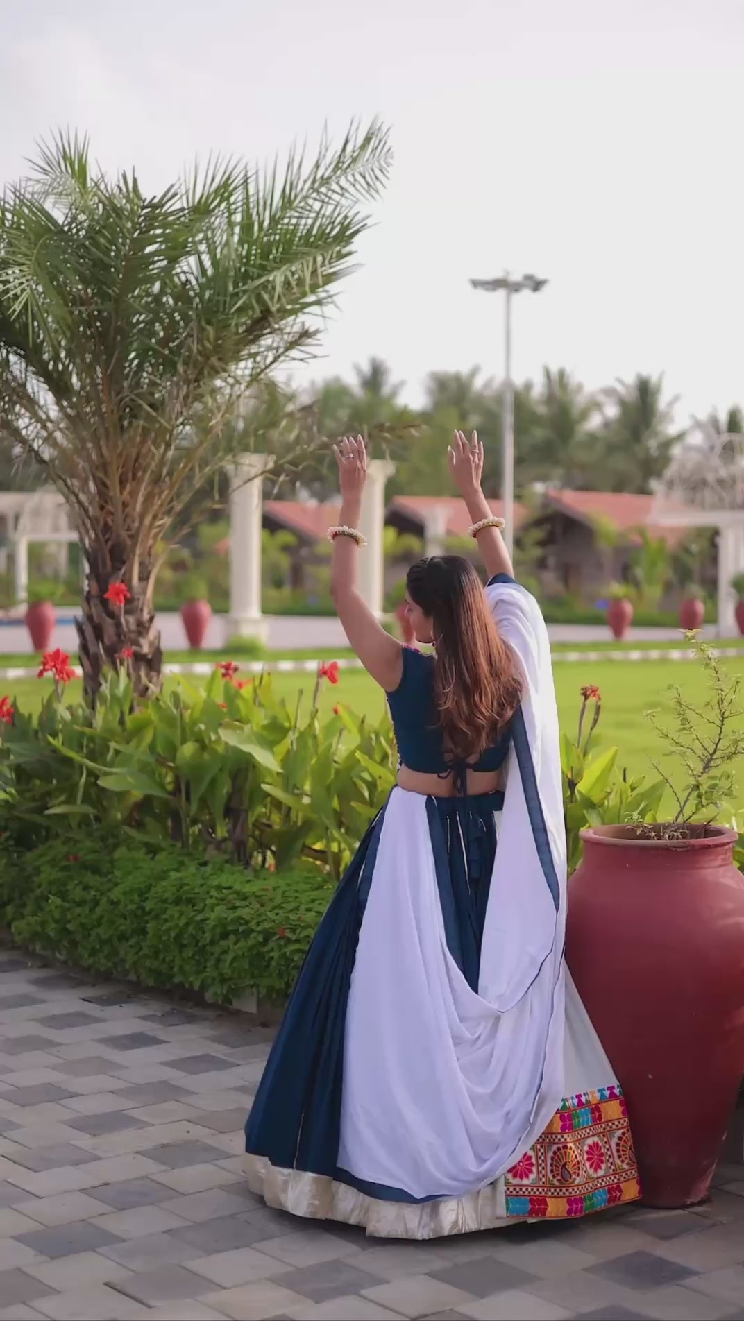 Designer Teal & White Lehenga Choli with Embroidered Details