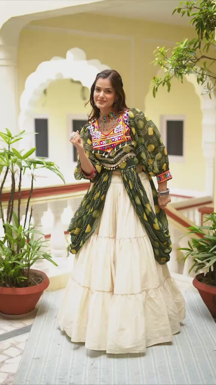 Traditional Dandiya Night Lehenga Choli with Shrug