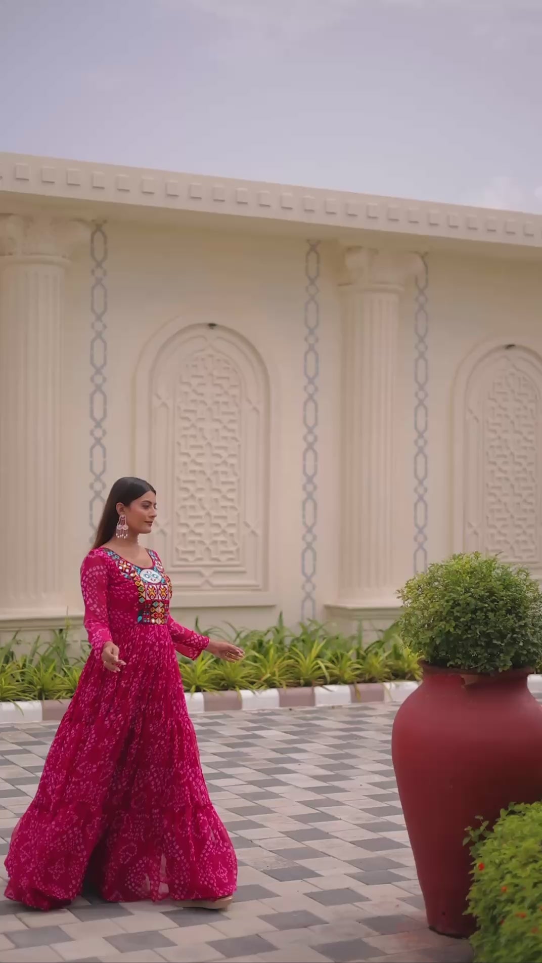 Elegant Faux Georgette Thread Work Navratri Wear Gown