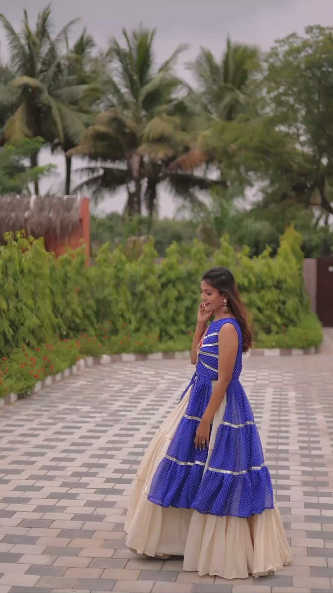 Navratri Special Gamthi Work Cotton Lehenga Choli Set with Embroidered Shrug