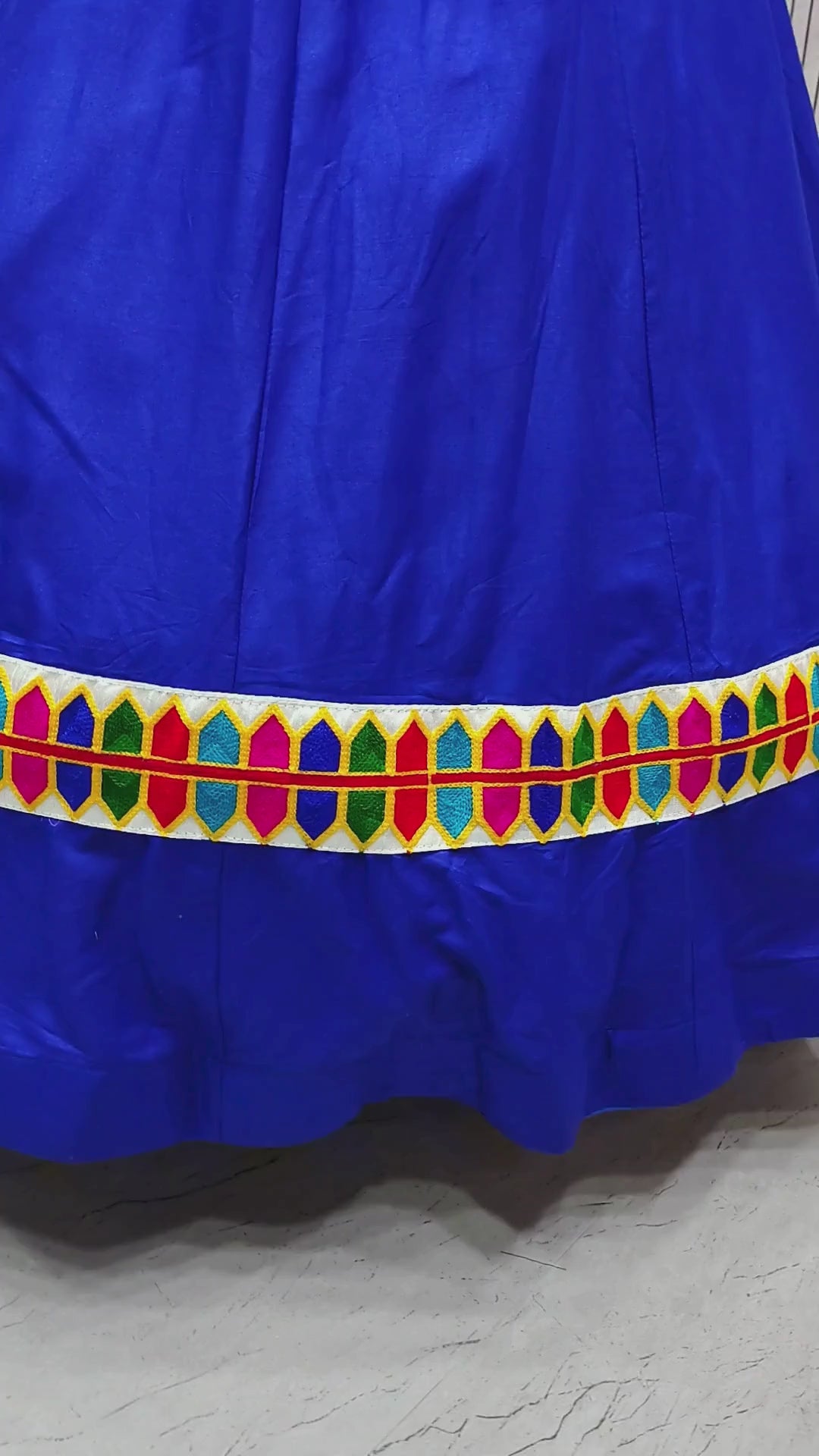Traditional Royal Blue Lehenga Choli with Bandhani Print Dupatta & Mirror Work