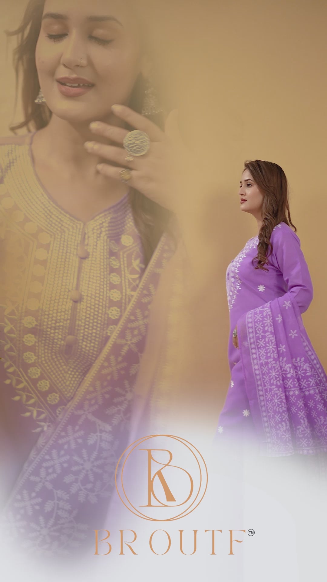 Lavender-Purple Cotton Blend Chikankari Embroidery Festive Wear Kurta with Dupatta Set