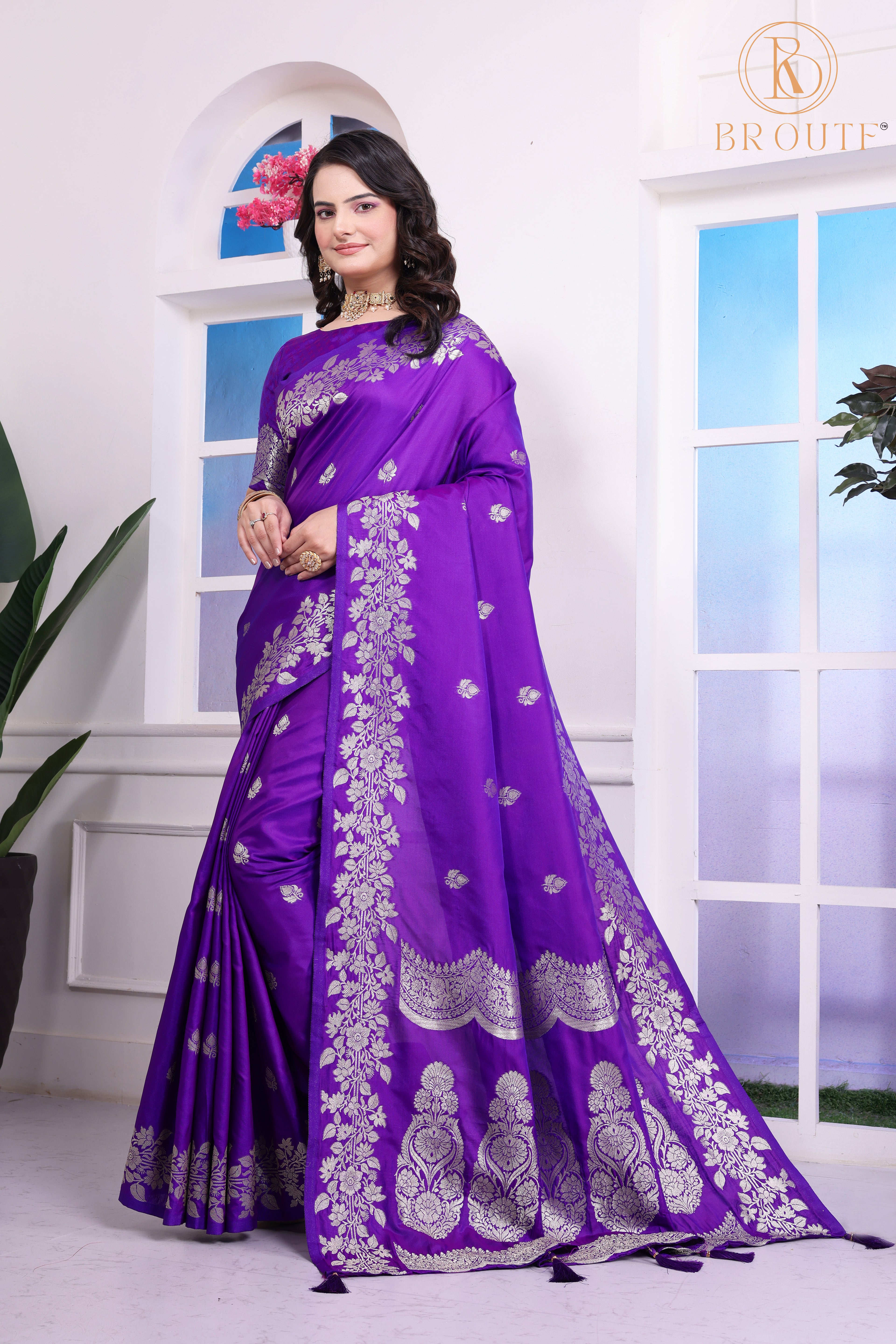 Regal Purple Woven Art Silk Saree with Zari Work