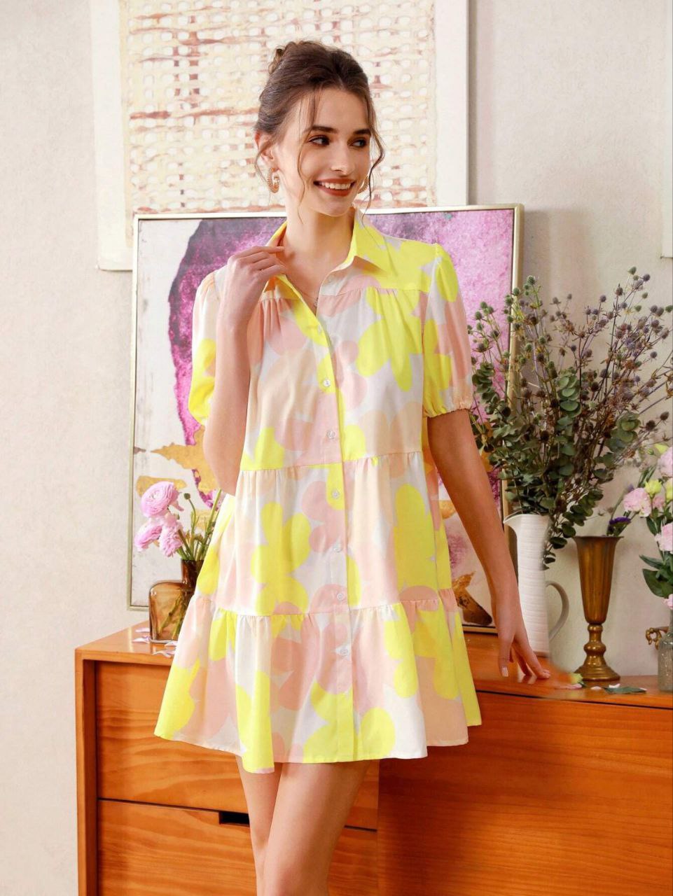 Casual Fit & Flare Midi Dress with Tie-Up Waist