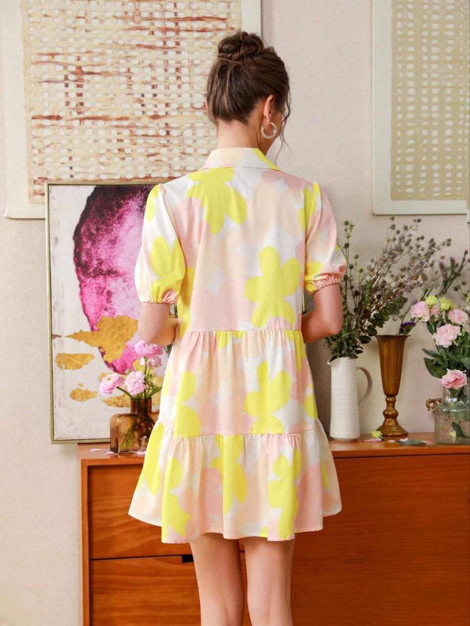 Casual Fit & Flare Midi Dress with Tie-Up Waist
