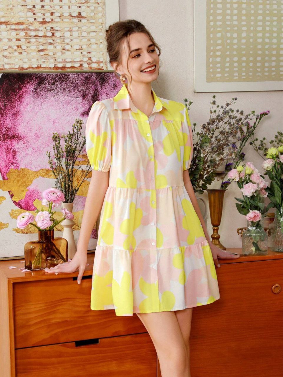 Casual Fit & Flare Midi Dress with Tie-Up Waist
