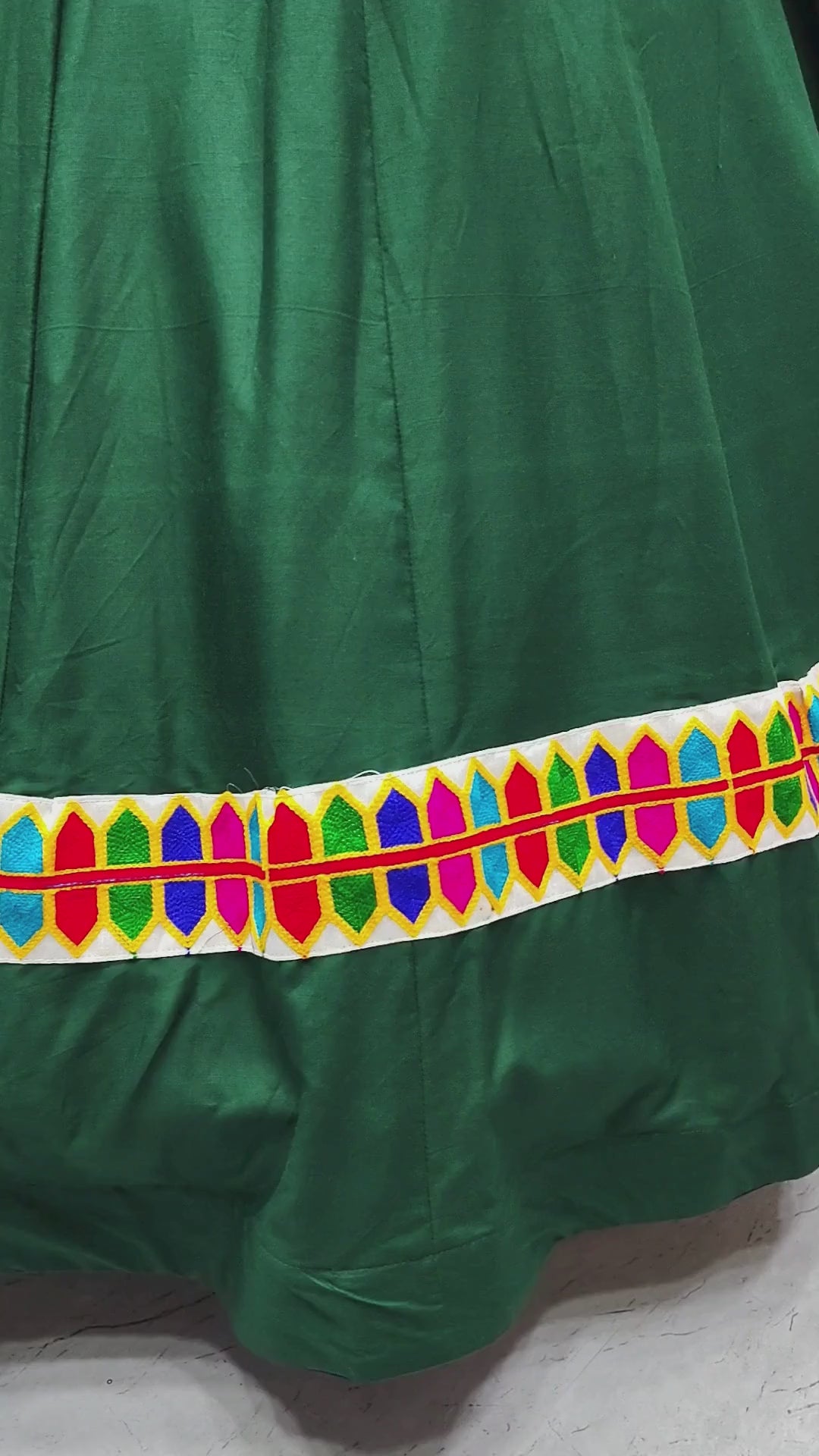Green Rayon Navratri Special Lehenga Choli with Gamthi Lace Work